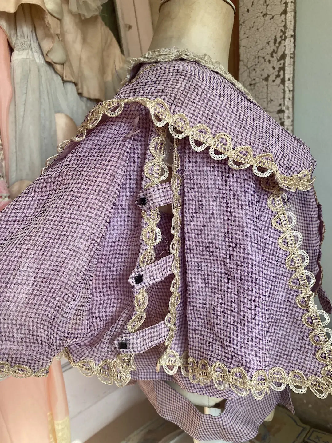 Antique Lavender White Gingham Bodice