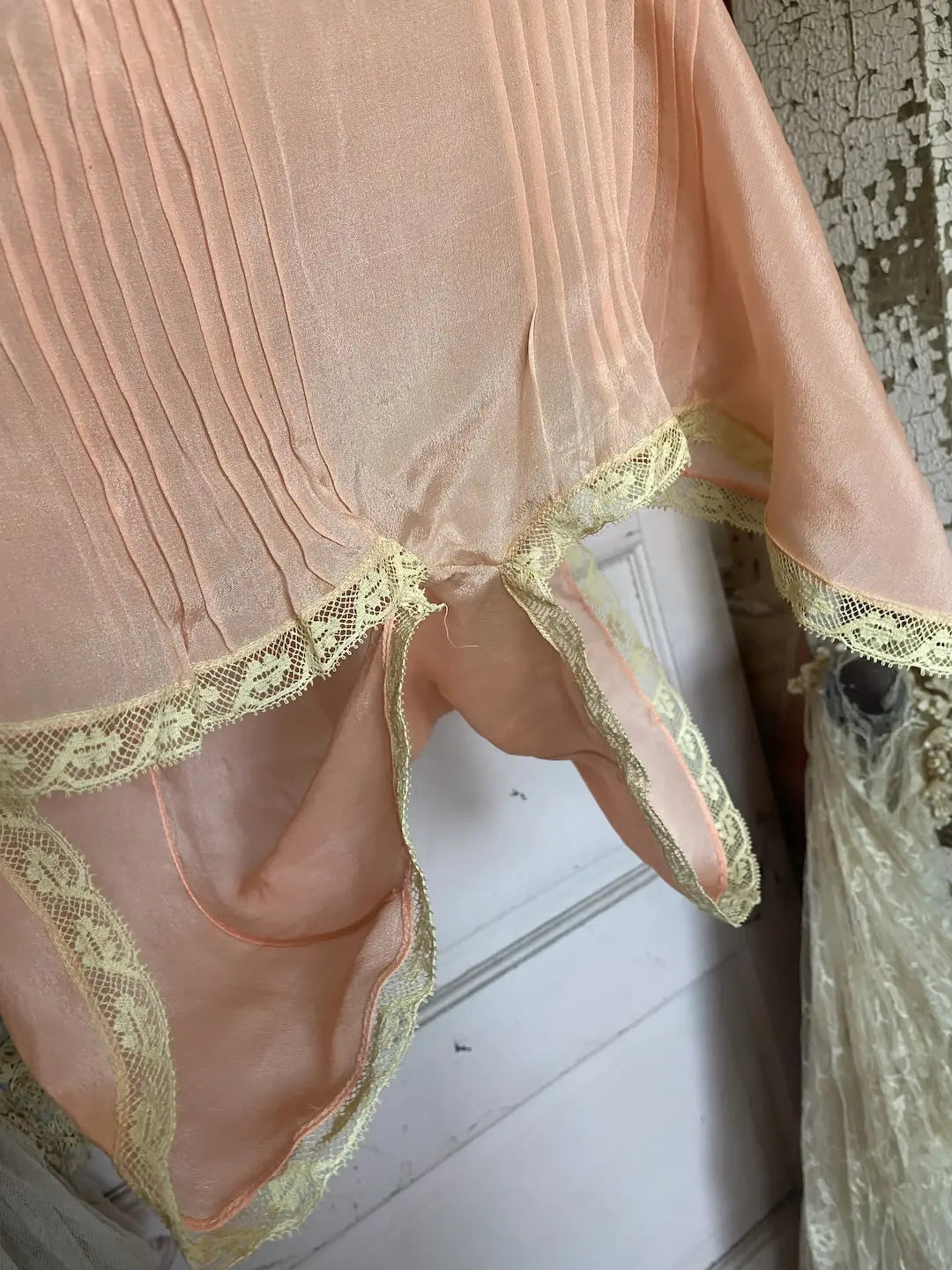 Antique 1920's Pink Silk Ribbonwork Romper