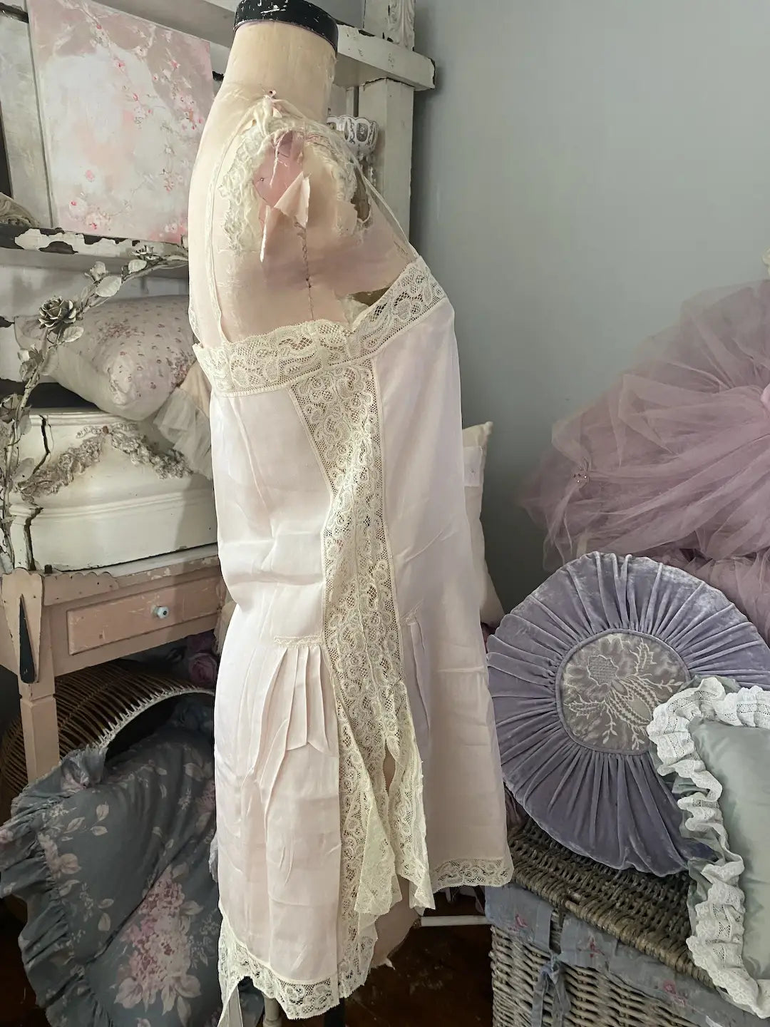 Antique 1920's Pink Silk Romper