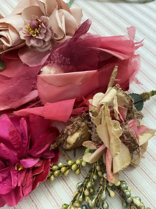 Antique Collection Millinery Lot Pink Roses Flowers