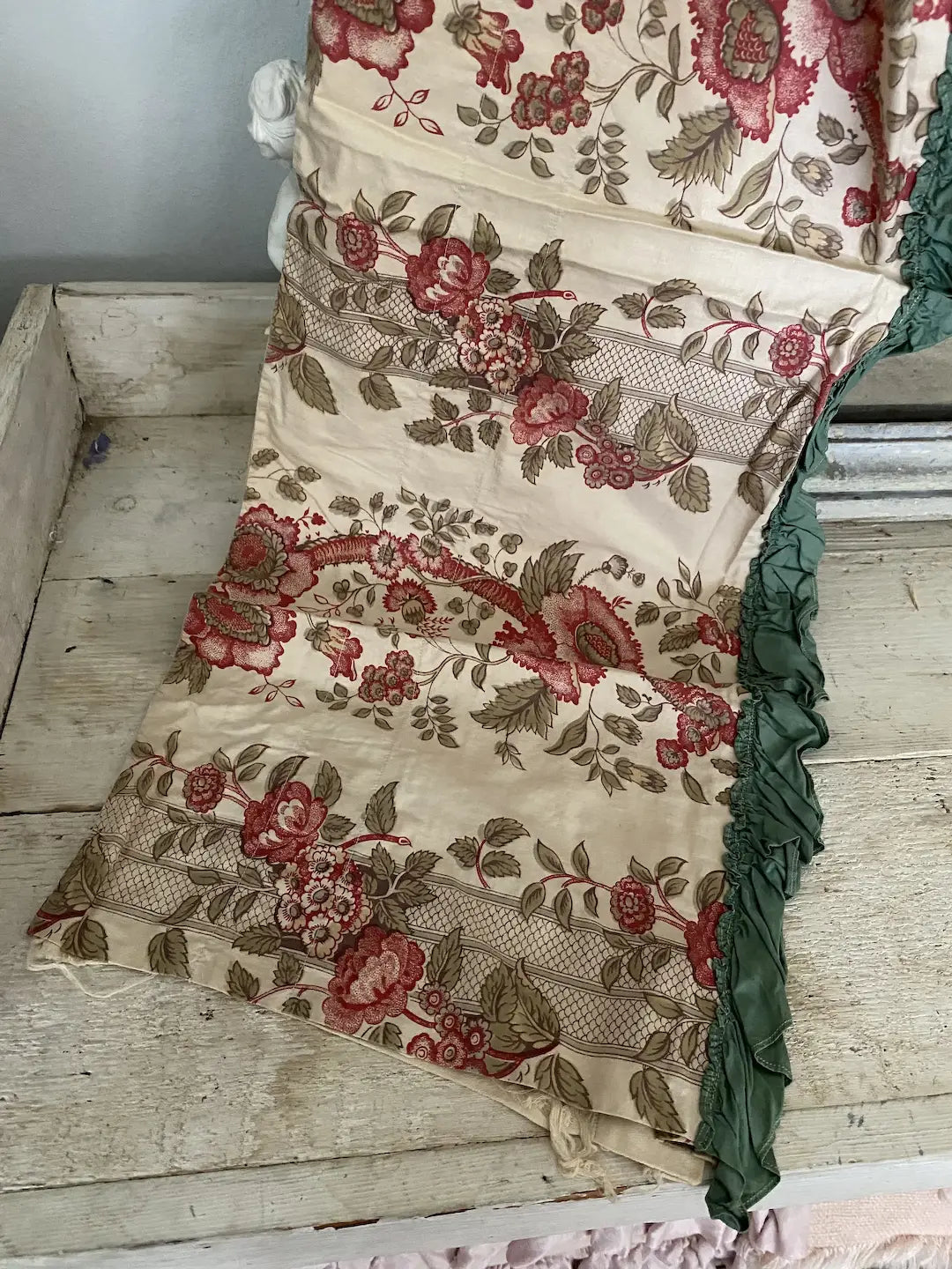 Antique French Window Curtain Panel Valance