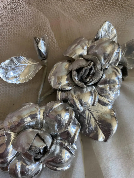 Antique Vintage Silver Millinery Flower