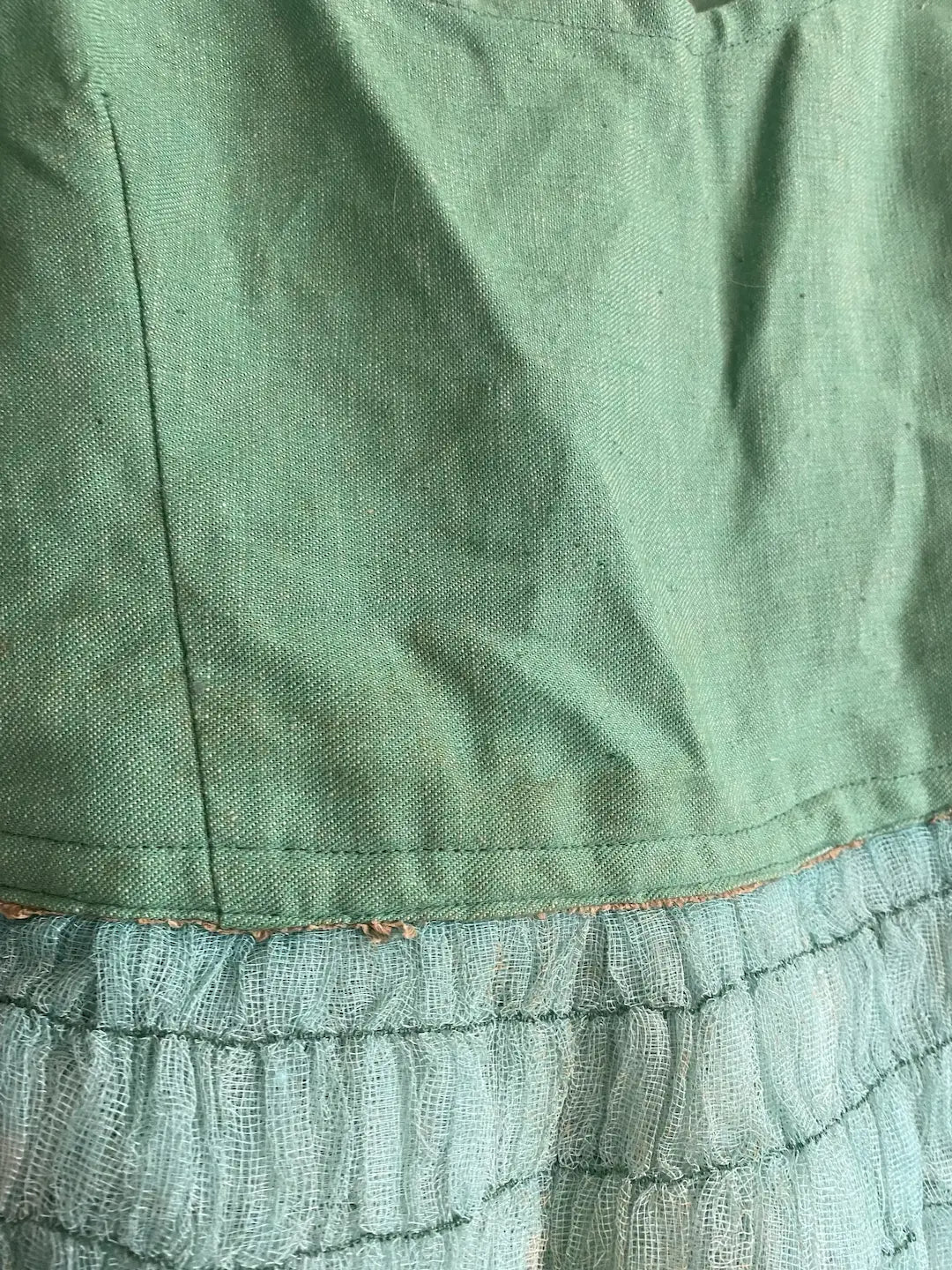 Antique Vintage Ballet Tutu Green Gauze Lace