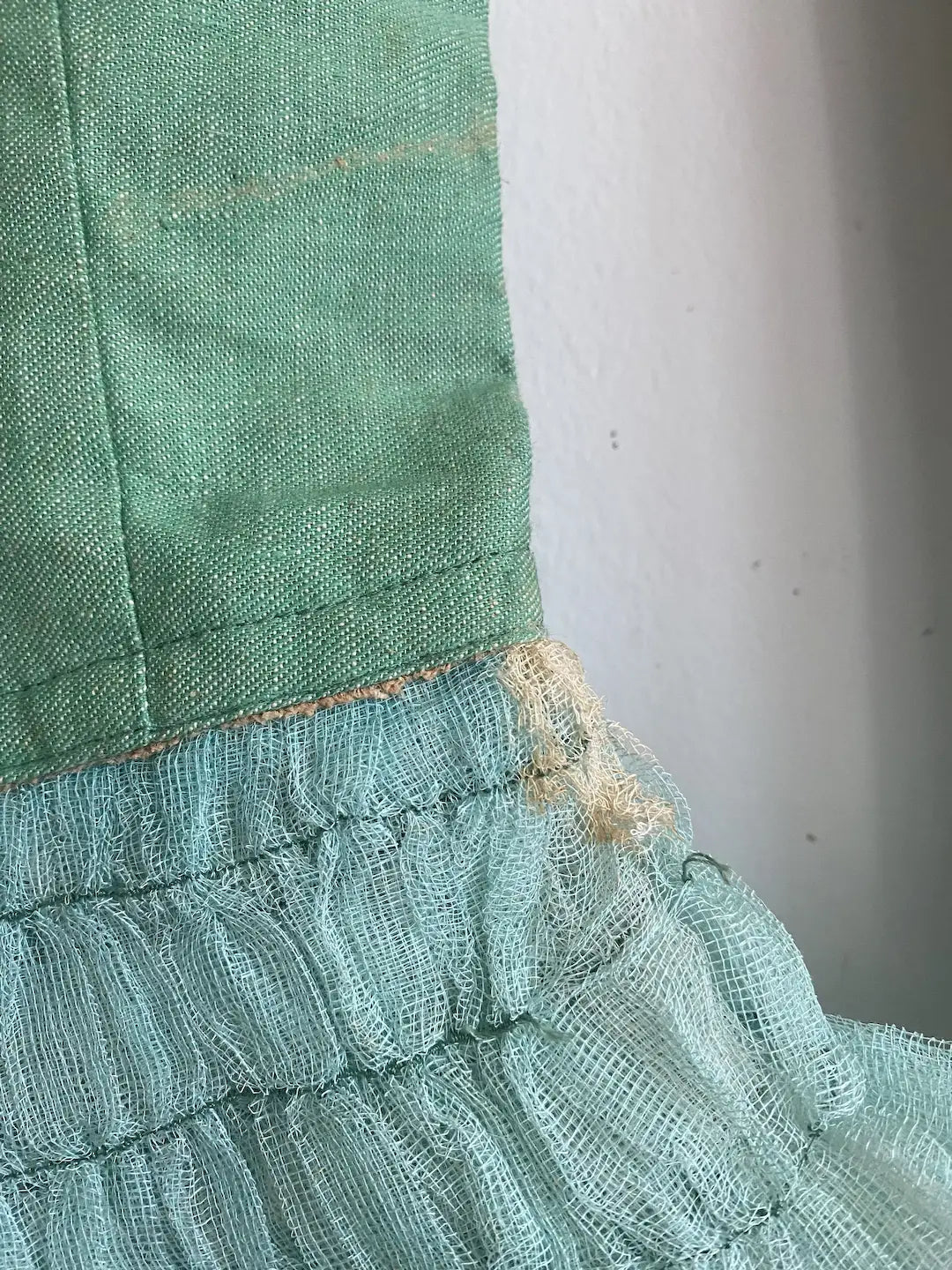 Antique Vintage Ballet Tutu Green Gauze Lace