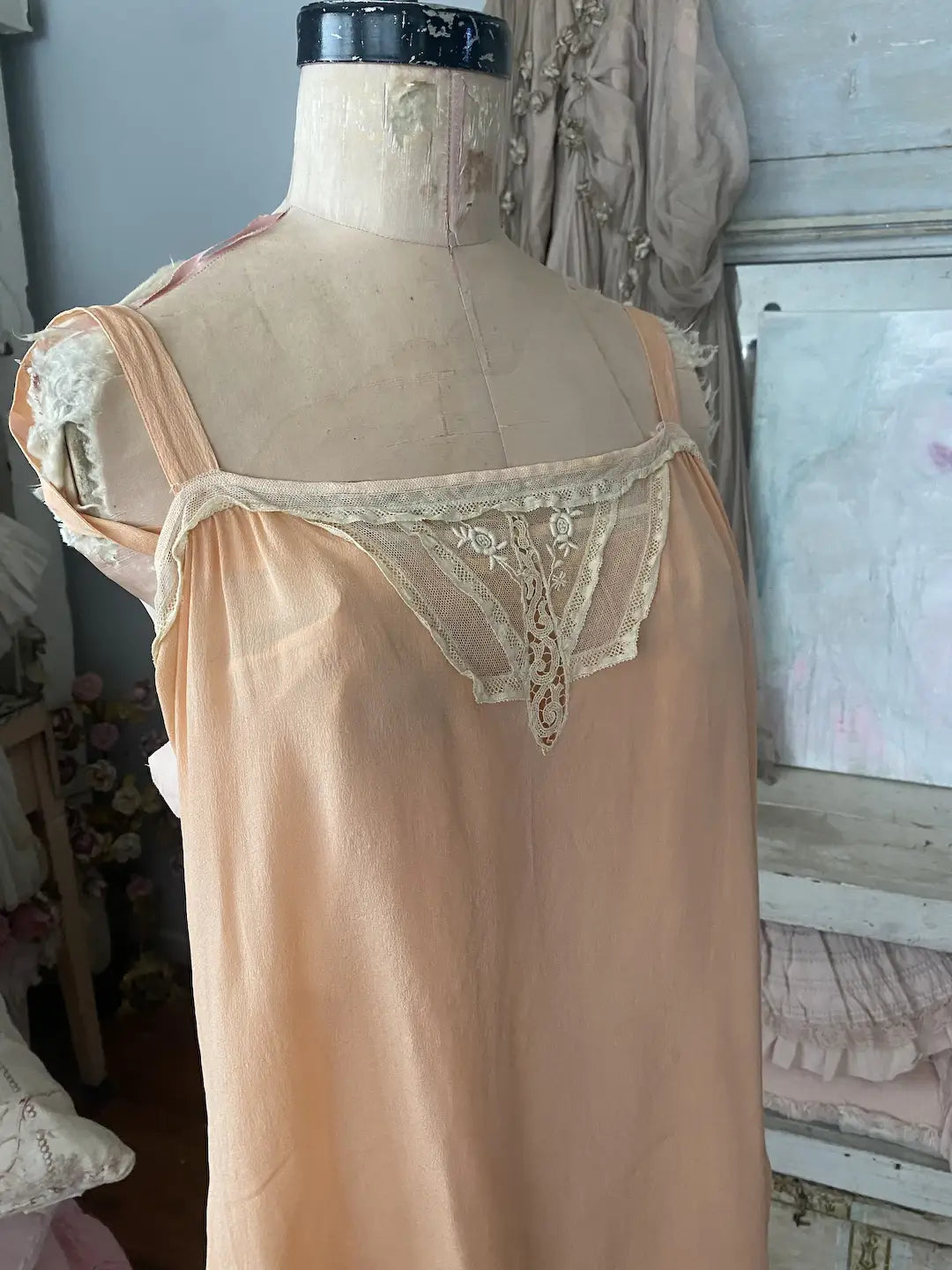 Antique 1920's Pink Peach Silk Romper