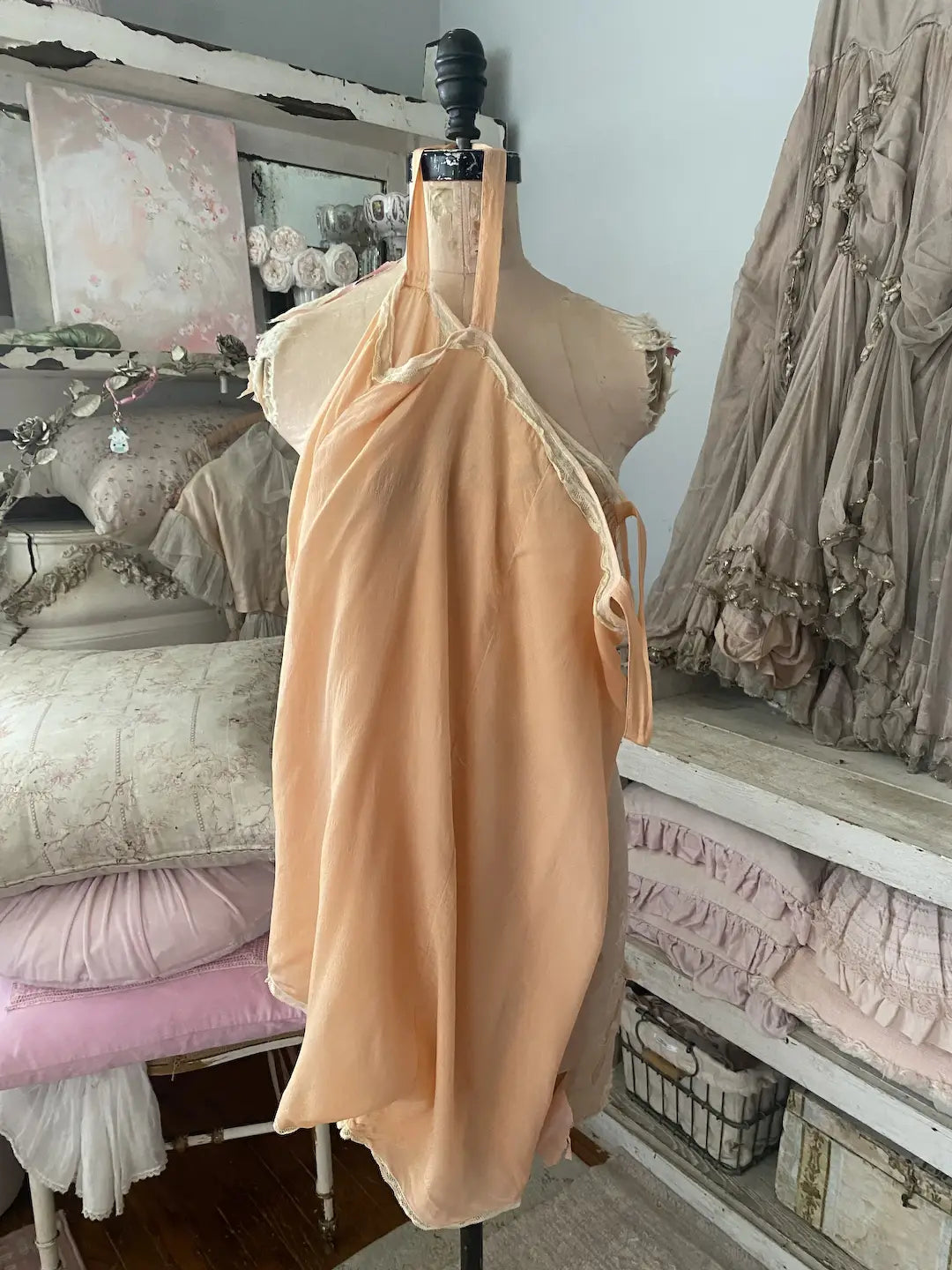 Antique 1920's Pink Peach Silk Romper