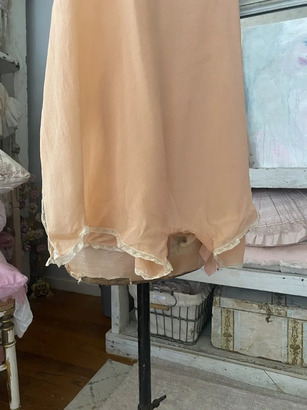 Antique 1920's Pink Peach Silk Romper