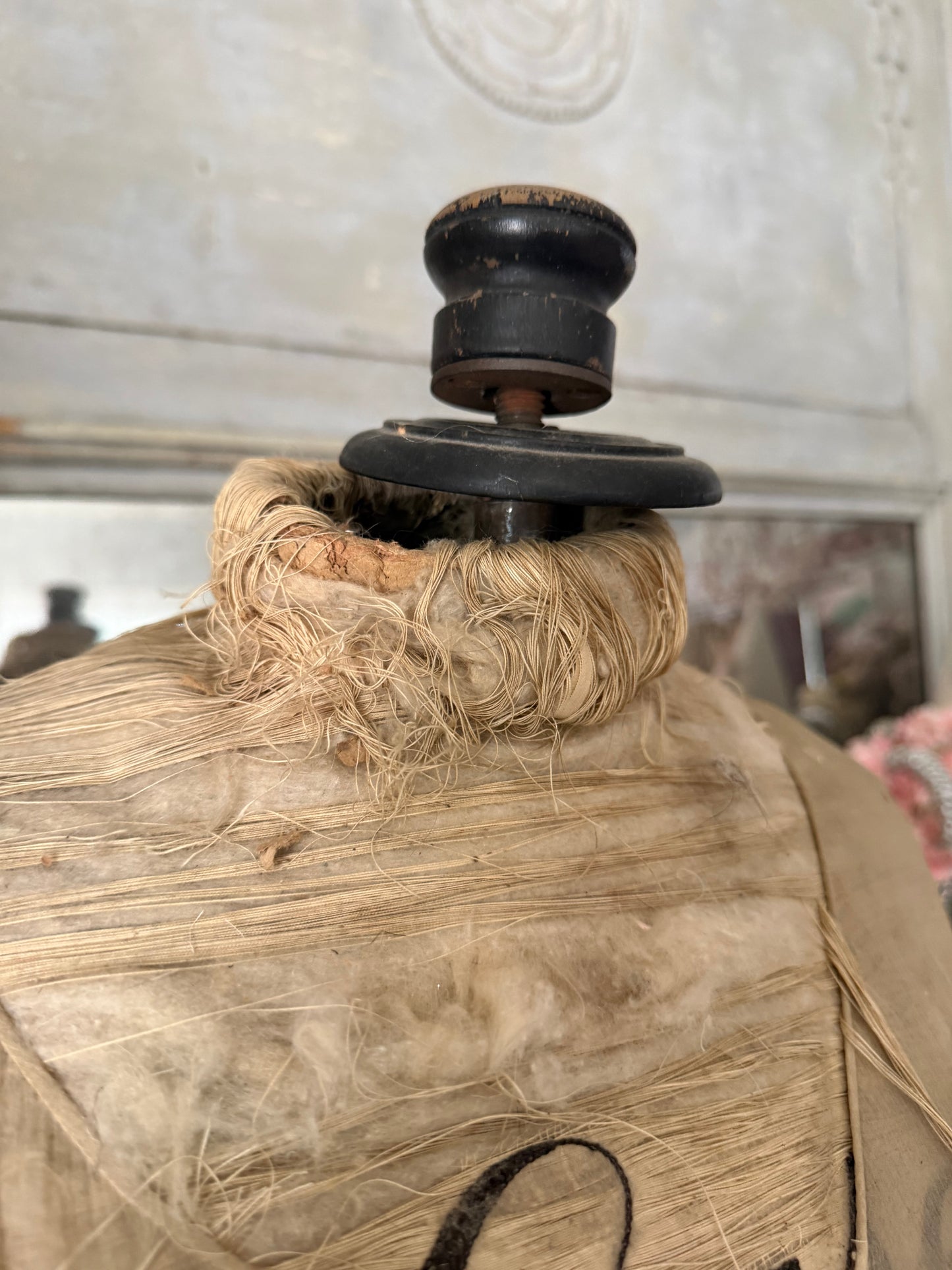 Antique Silk Corset Mannequin With Ribbonwork Lace Dress