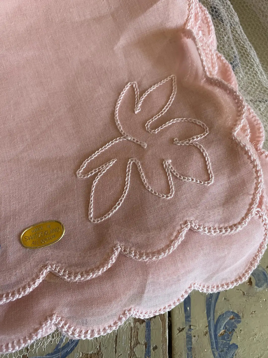 12pc Vintage Pink Swiss Napkin Set