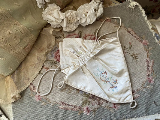 Antique 1902 French Silk Wedding Pouch Bag