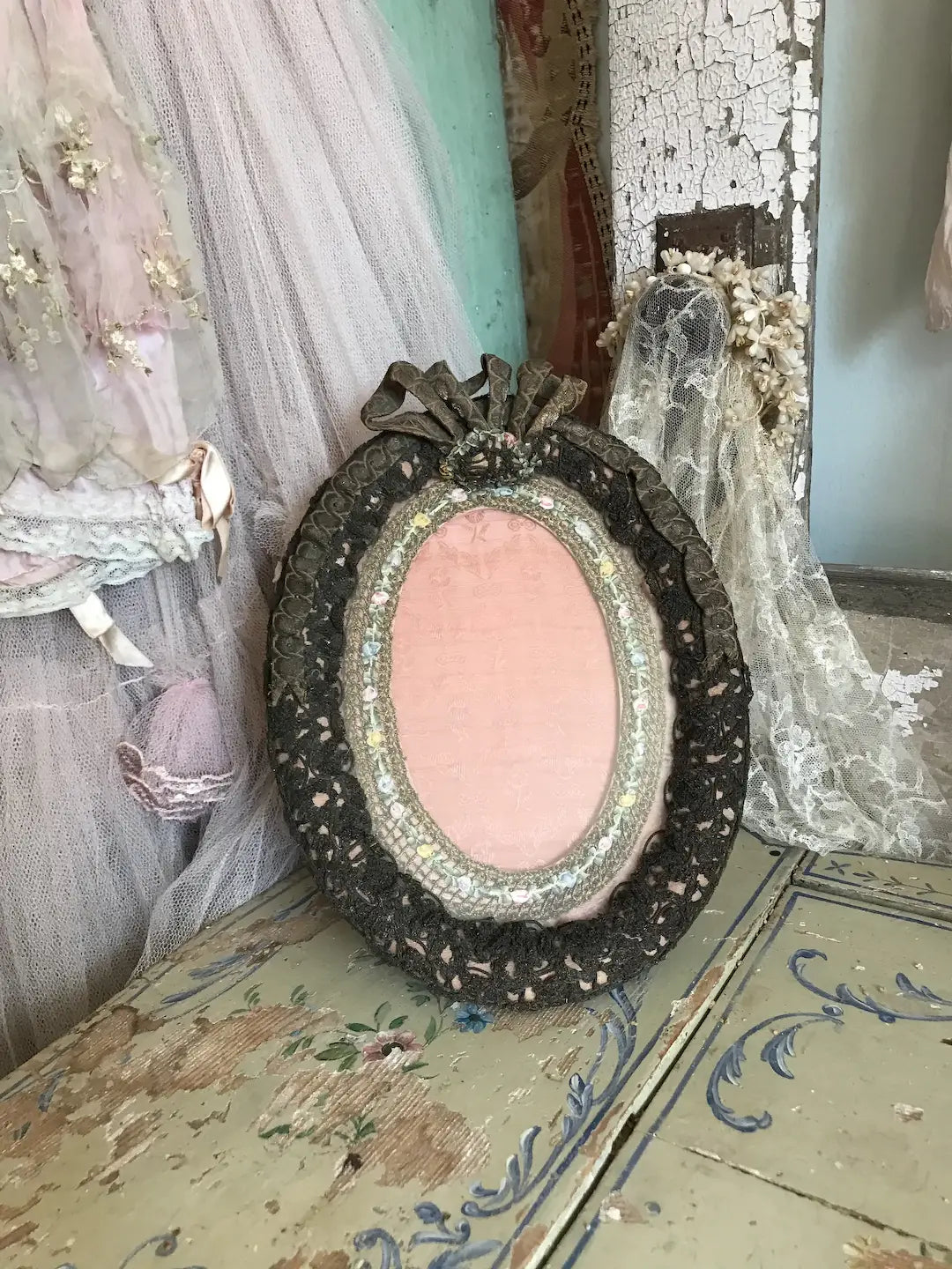 Antique French Boudoir Frame Pink