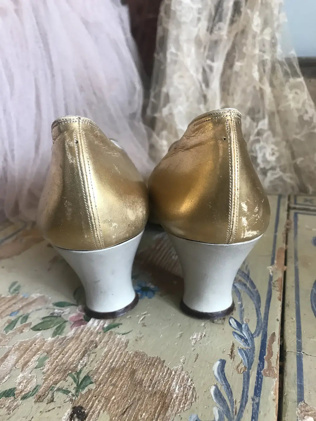 Antique c1920 Gold Paris Label Shoes