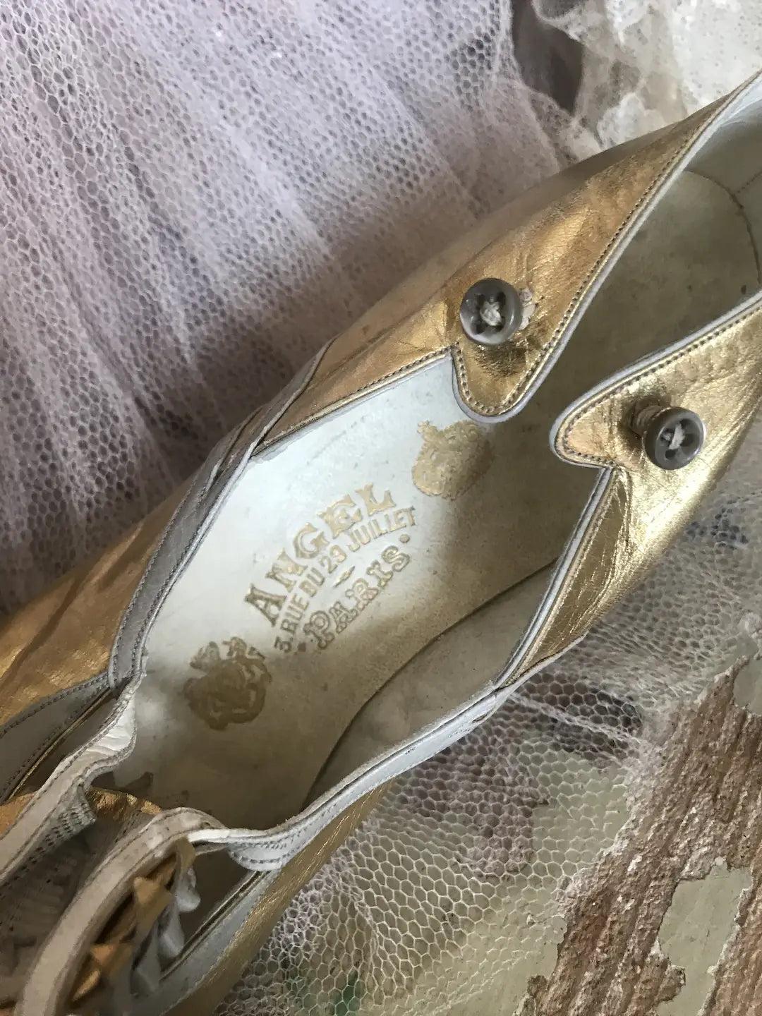 Antique c1920 Gold Paris Label Shoes