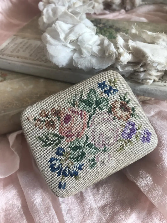 Antique Embroidered Floral Box