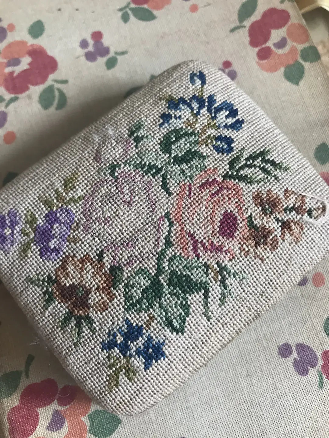 Antique Embroidered Floral Box