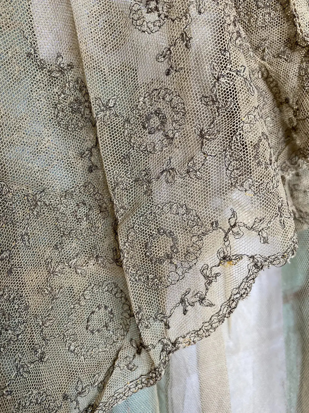 Antique Bed Jacket Metallic Lace Ribbonwork