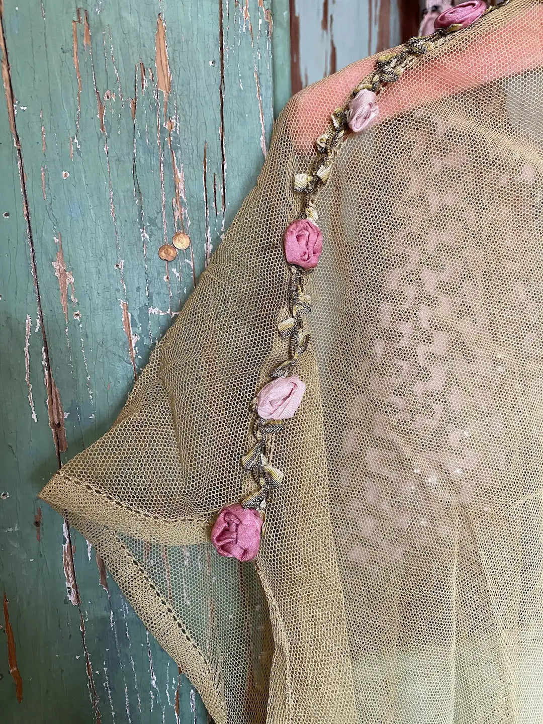 Antique Bed Jacket Metallic Lace Ribbonwork