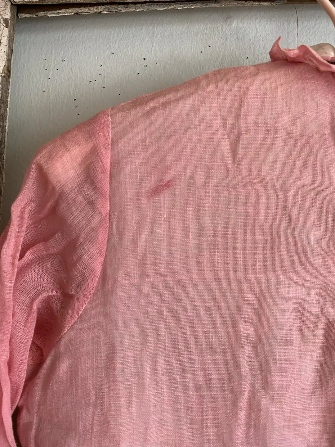 Antique Costume Gauze Cotton Pink Crepe Paper Tinsel