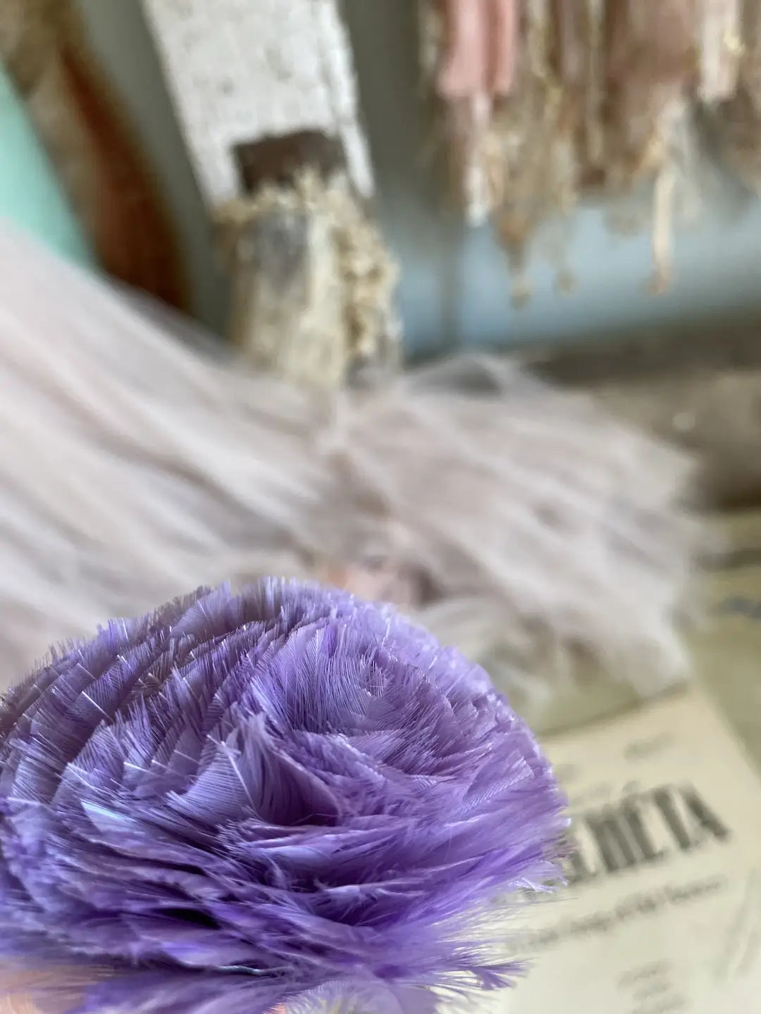 Antique Millinery Feather Plume Lavender