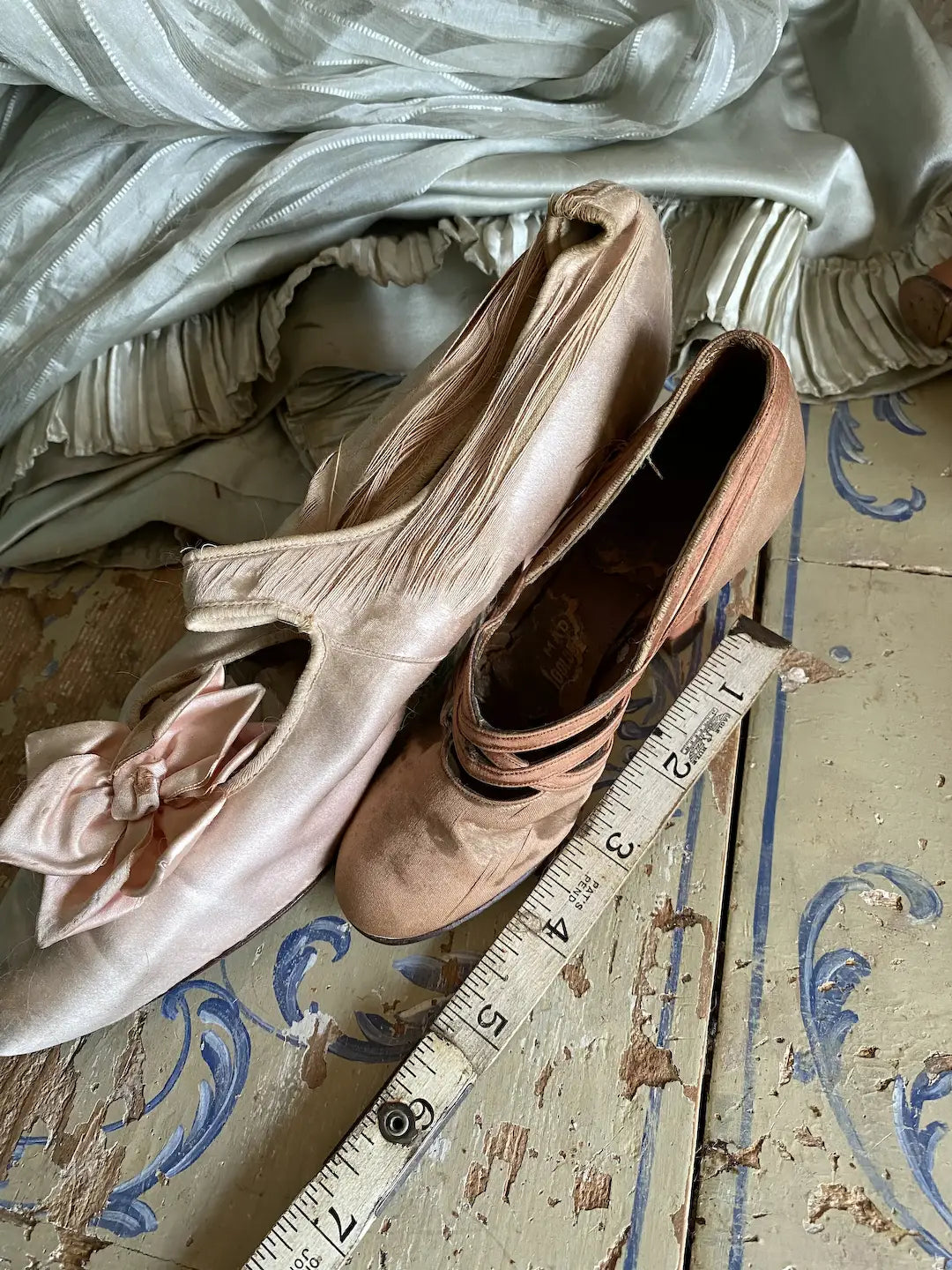 Antique Salesman's Sample Shoes Dusty Pink Silk