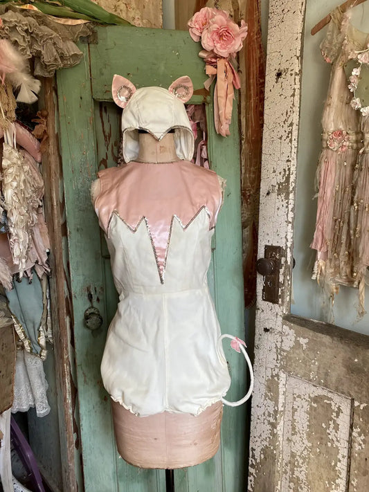 Vintage Burlesque Showgirl Costume Pink Cat