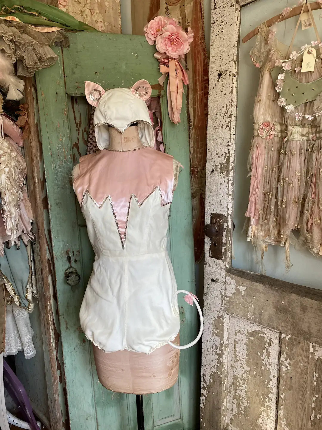 Vintage Burlesque Showgirl Costume Pink Cat