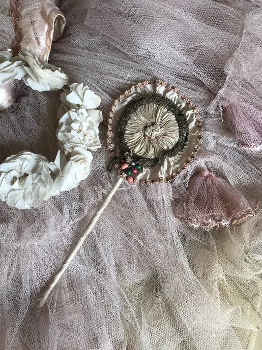 Antique Ribbonwork Powder Puff Wand