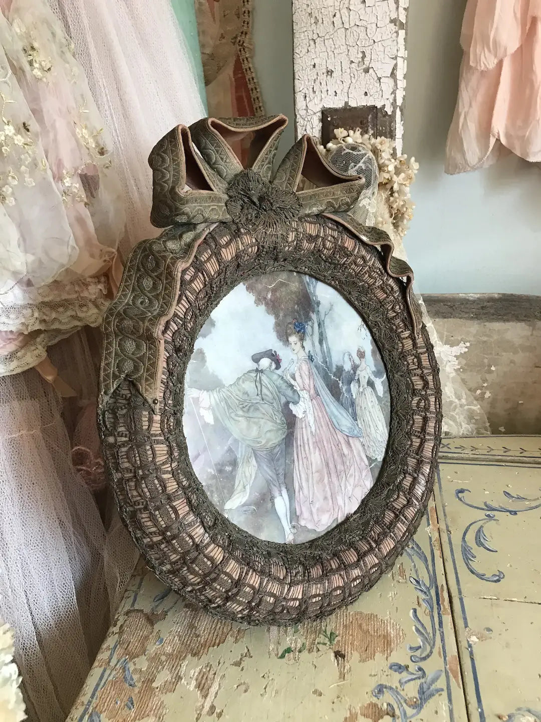 Antique French Boudoir Frame Pink