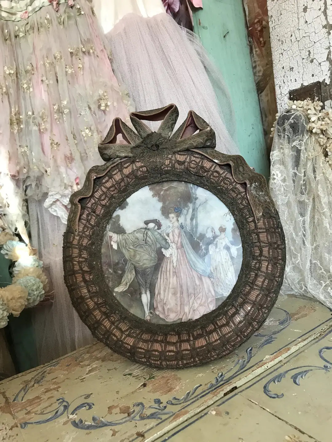 Antique French Boudoir Frame Pink