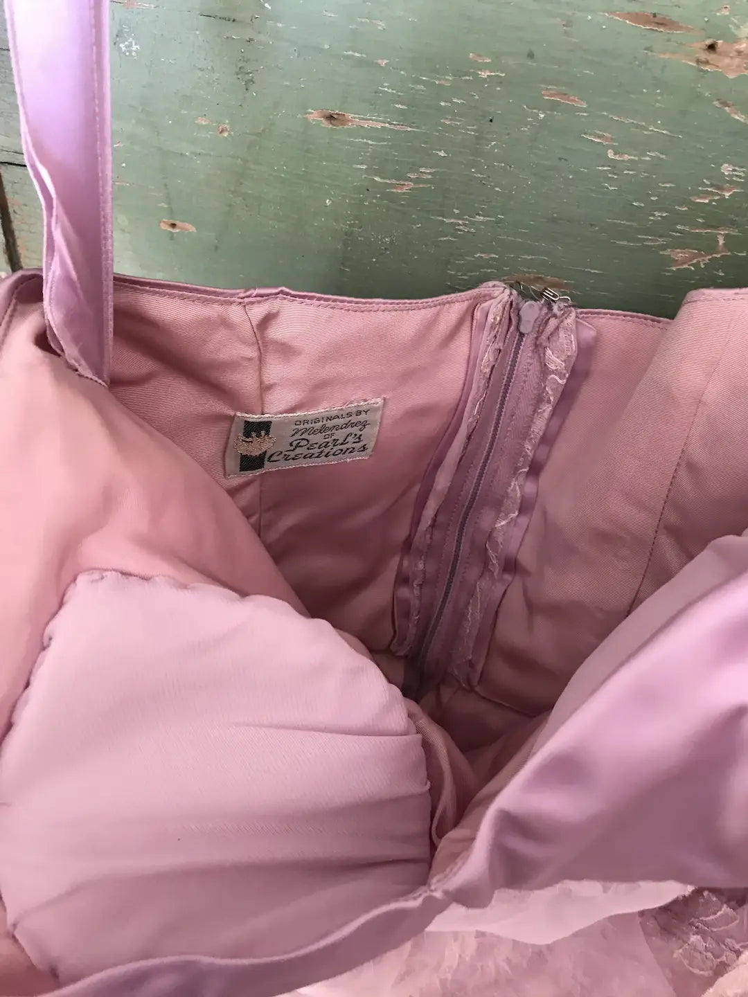 Vintage Lilac Pink Lace Prom Dress