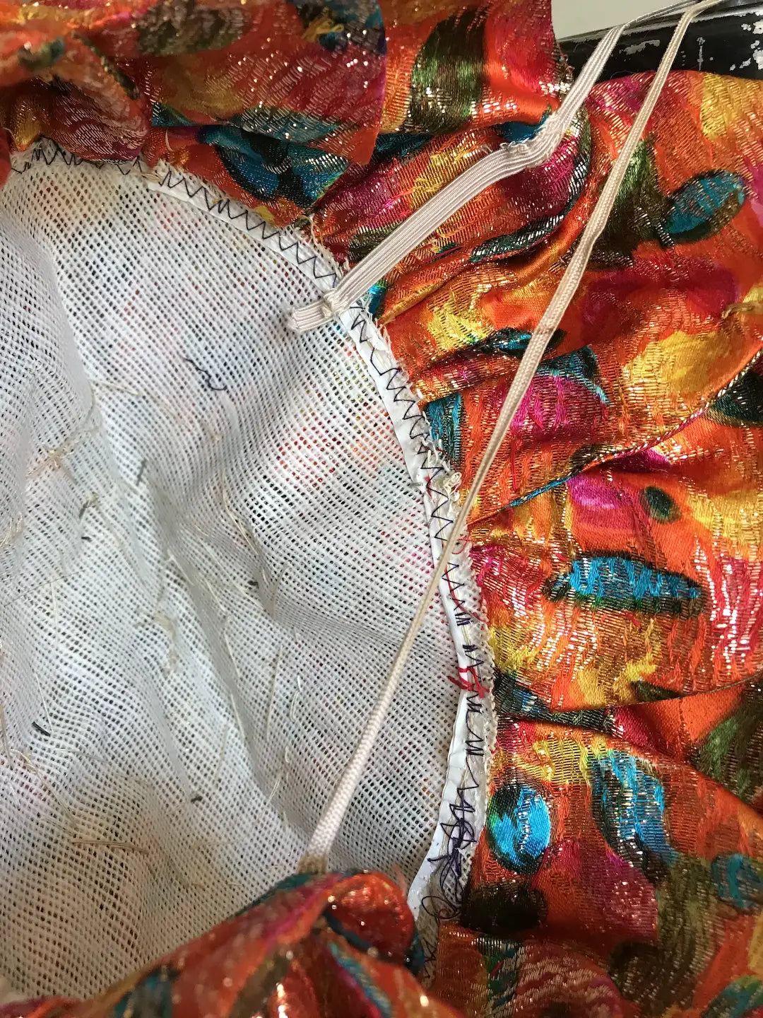 Vintage Ballet Showgirl Costume Rainbow Lamé Tutu Hat