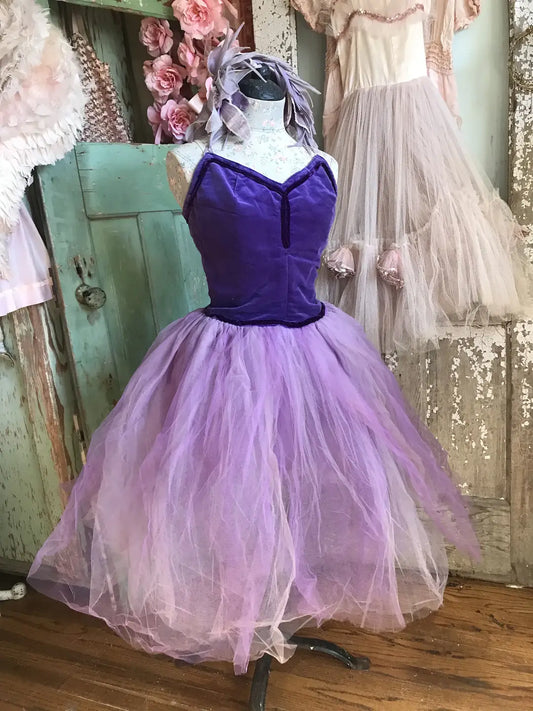 Vintage Ballet Tutu Costume Purple Velvet
