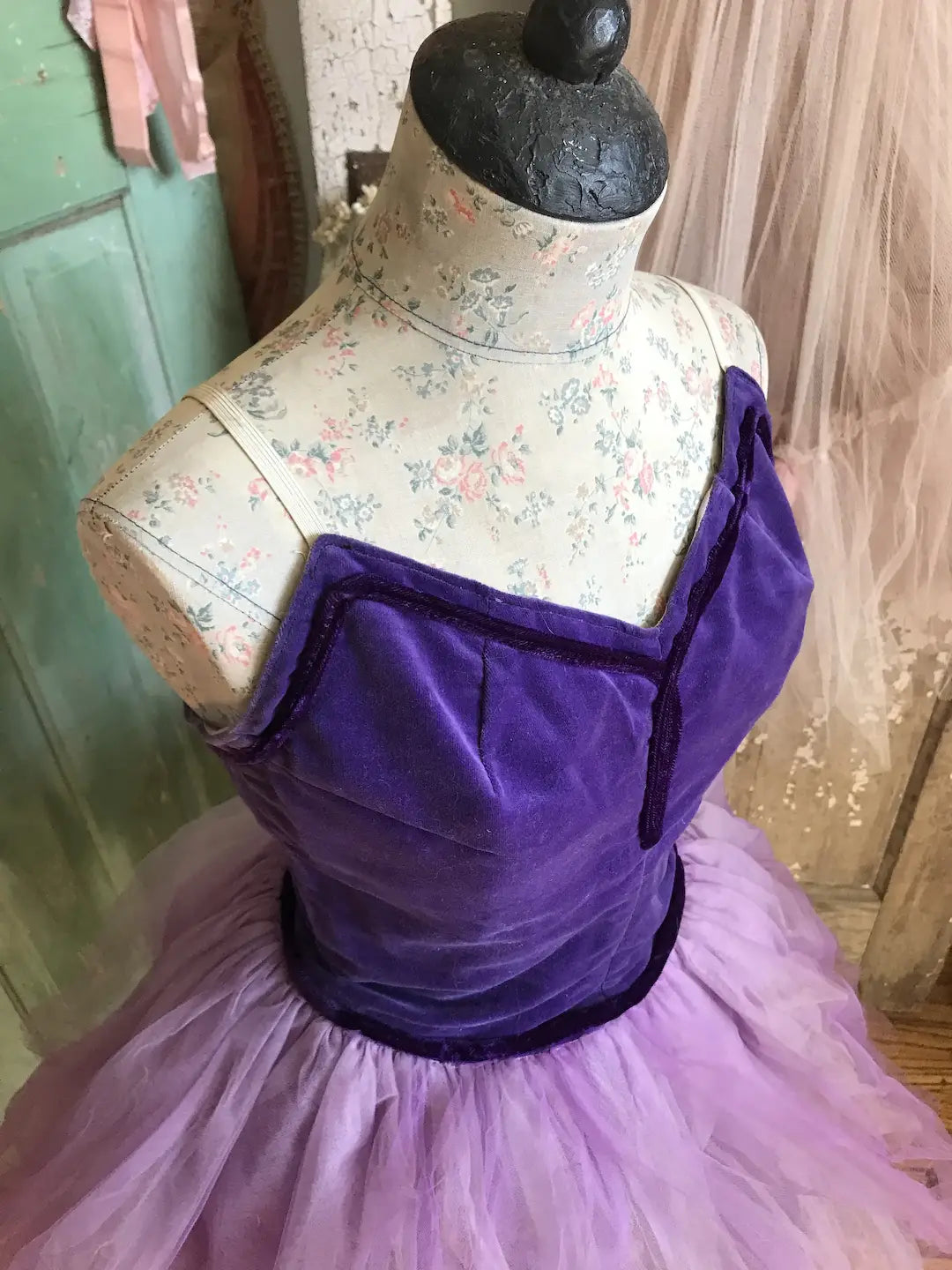 Vintage Ballet Tutu Costume Purple Velvet