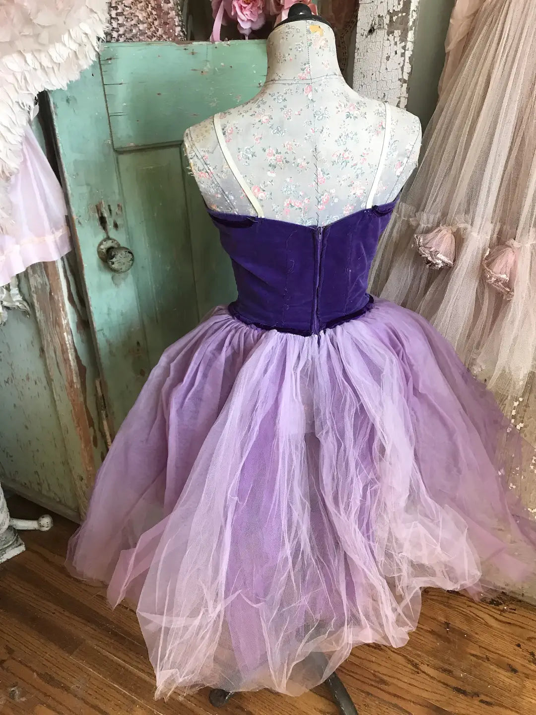 Vintage Ballet Tutu Costume Purple Velvet