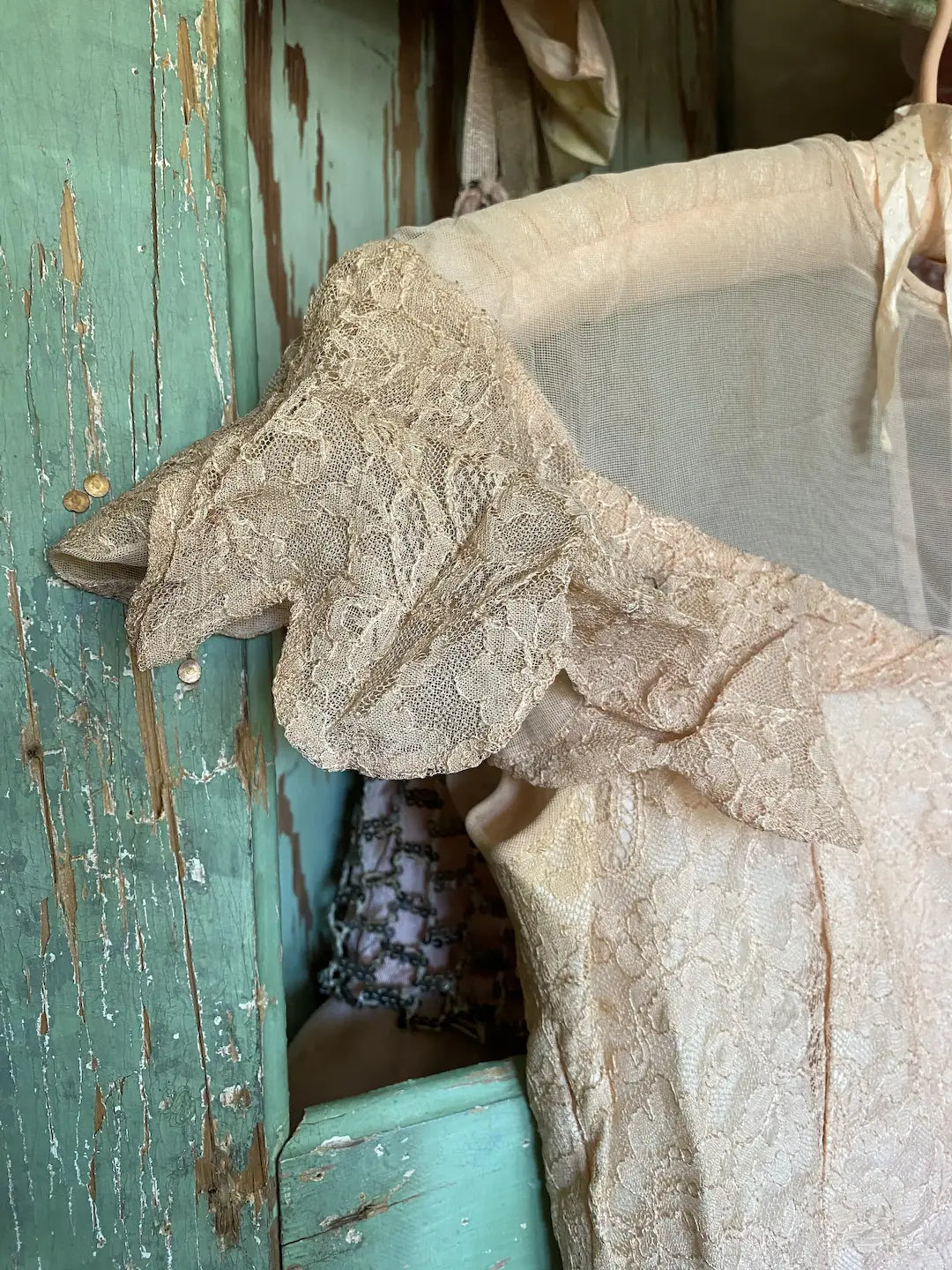 Vintage Dance Costume Dress Peach Silk