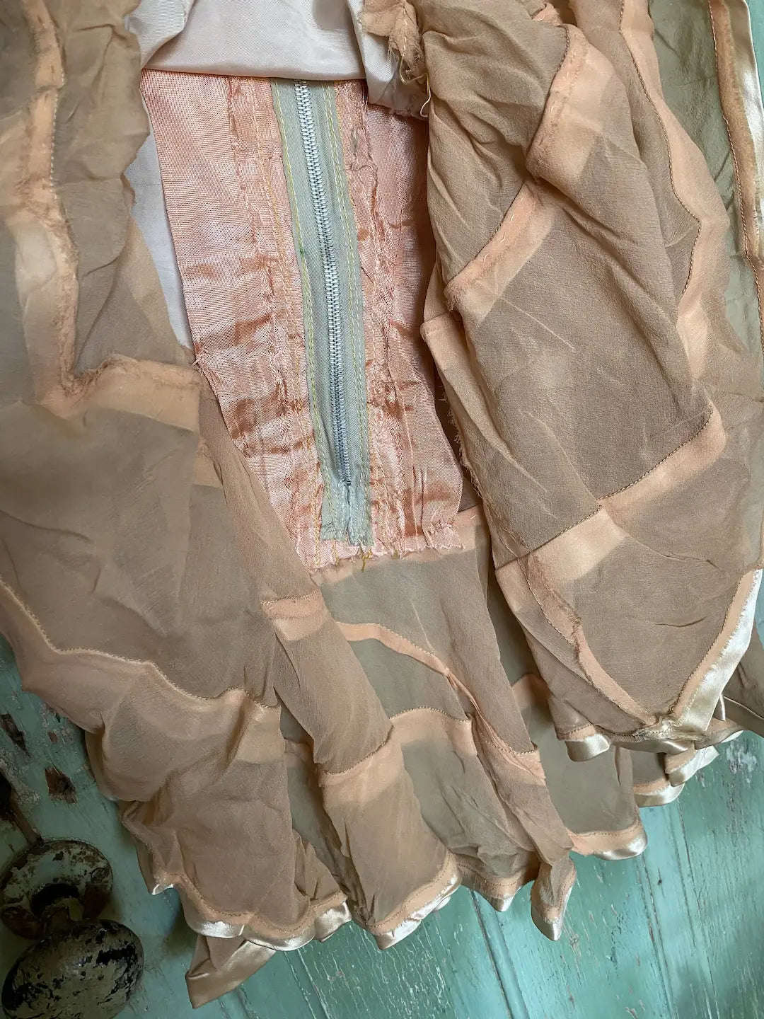 Vintage Dance Costume Dress Peach Silk