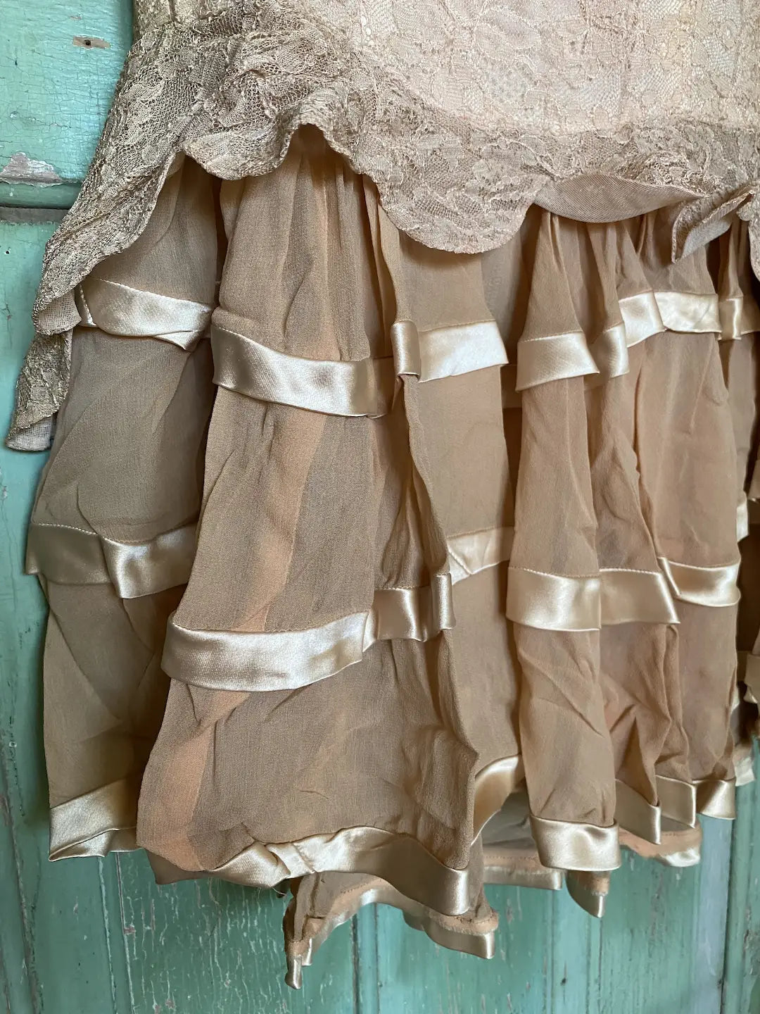 Vintage Dance Costume Dress Peach Silk
