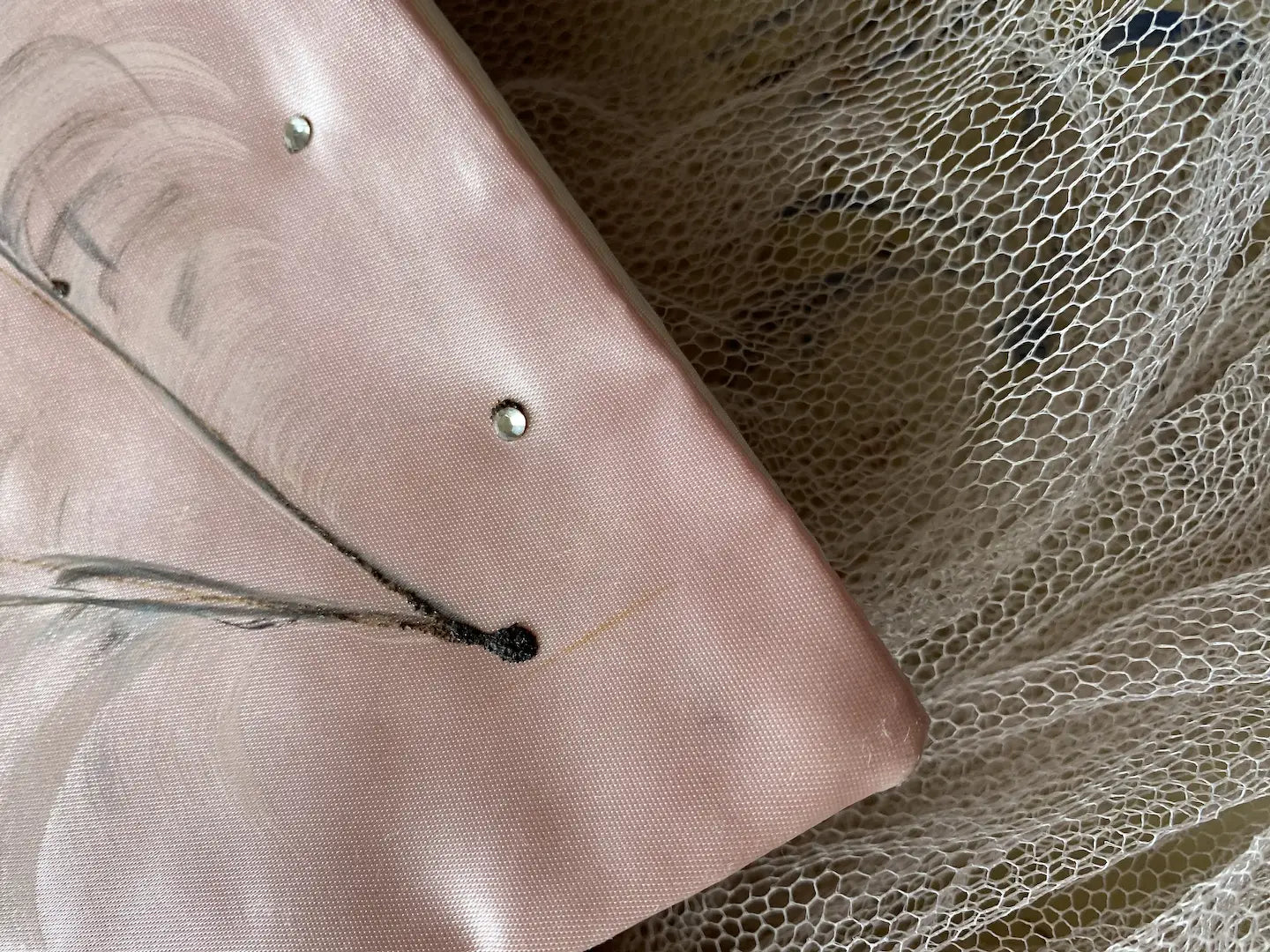 Vintage Hankie Holder Pink Rhinestones