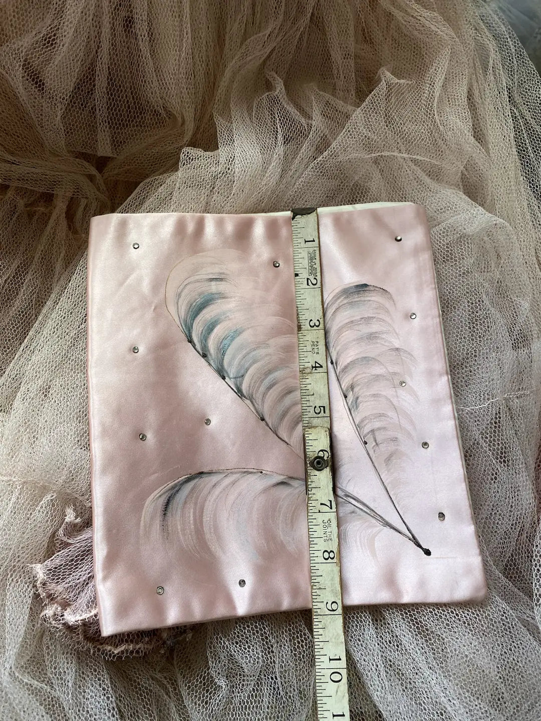 Vintage Hankie Holder Pink Rhinestones