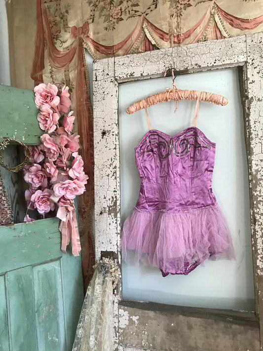 Vintage Lilac Pink Tulle Lace Ballet Tutu Costume
