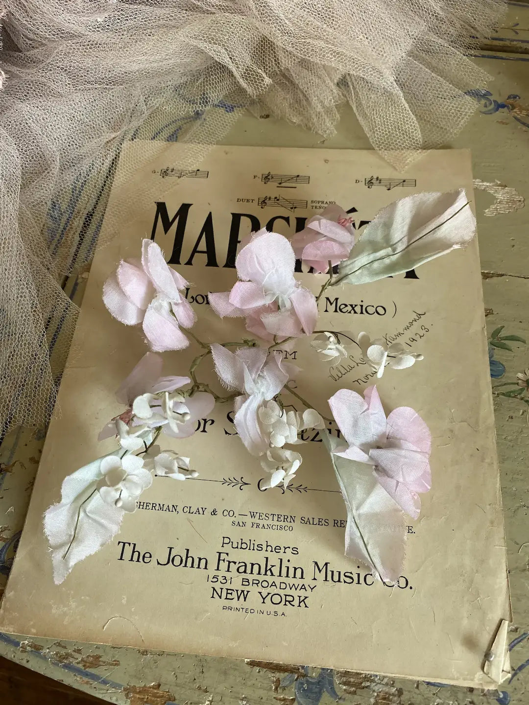 Vintage Millinery Collection Flowers Pink Blue
