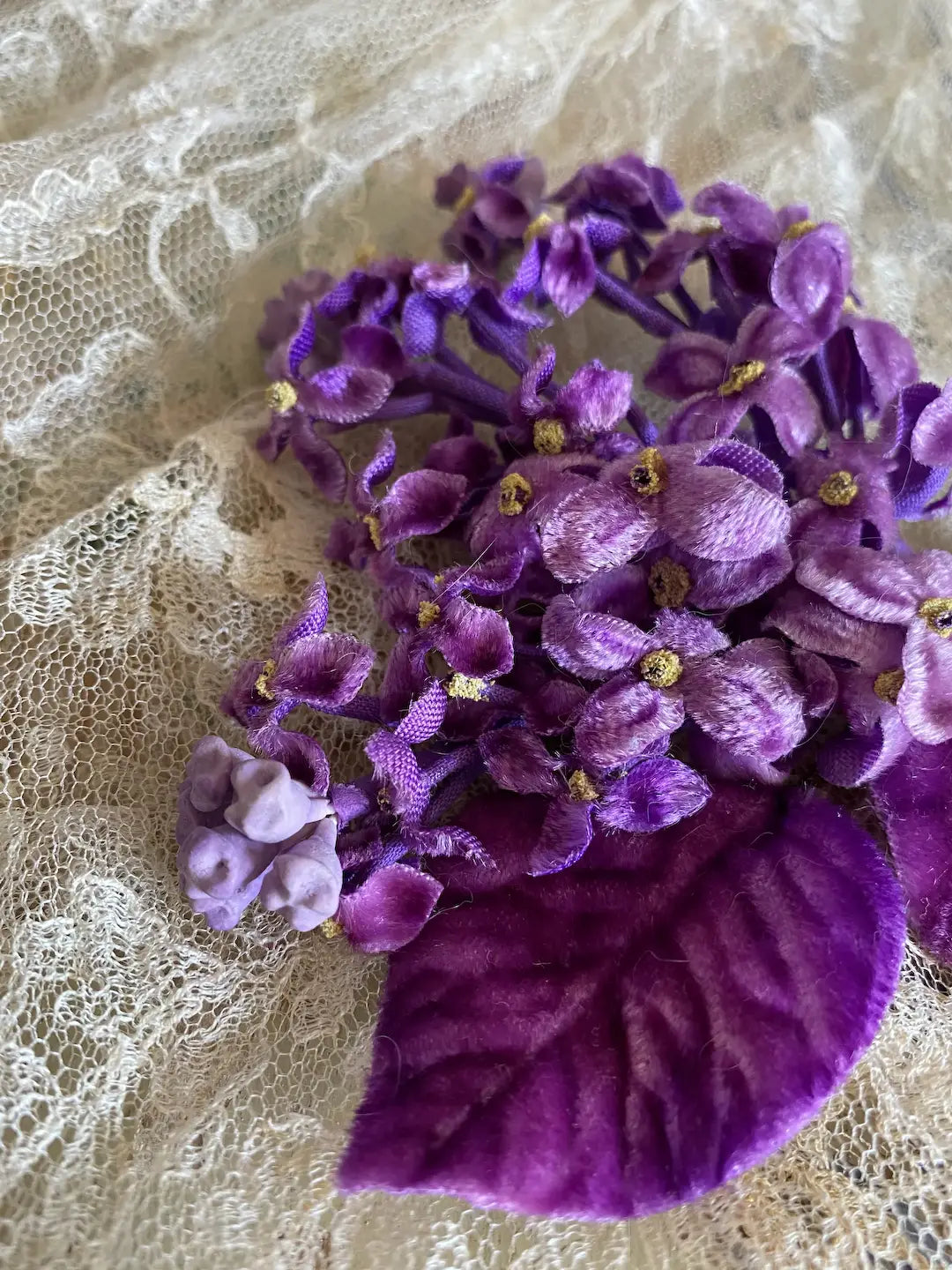 Vintage Millinery Flowers Magenta Velvet Petite Blooms