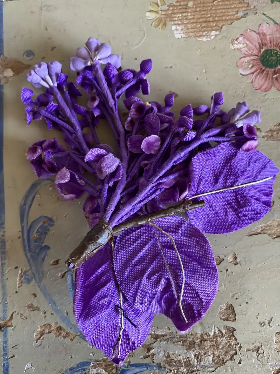 Vintage Millinery Flowers Magenta Velvet Petite Blooms