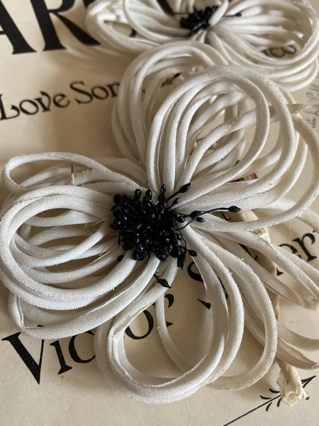 Vintage Millinery Flowers Black White