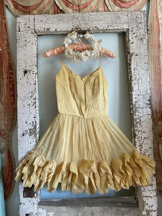 Vintage Silk Ruffled Dance Costume Dress