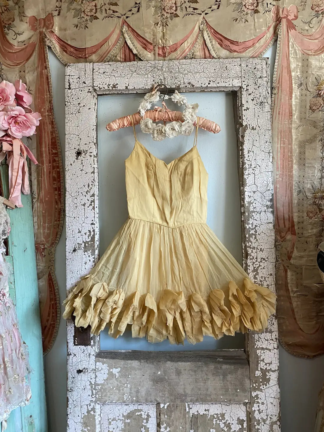 Vintage Silk Ruffled Dance Costume Dress
