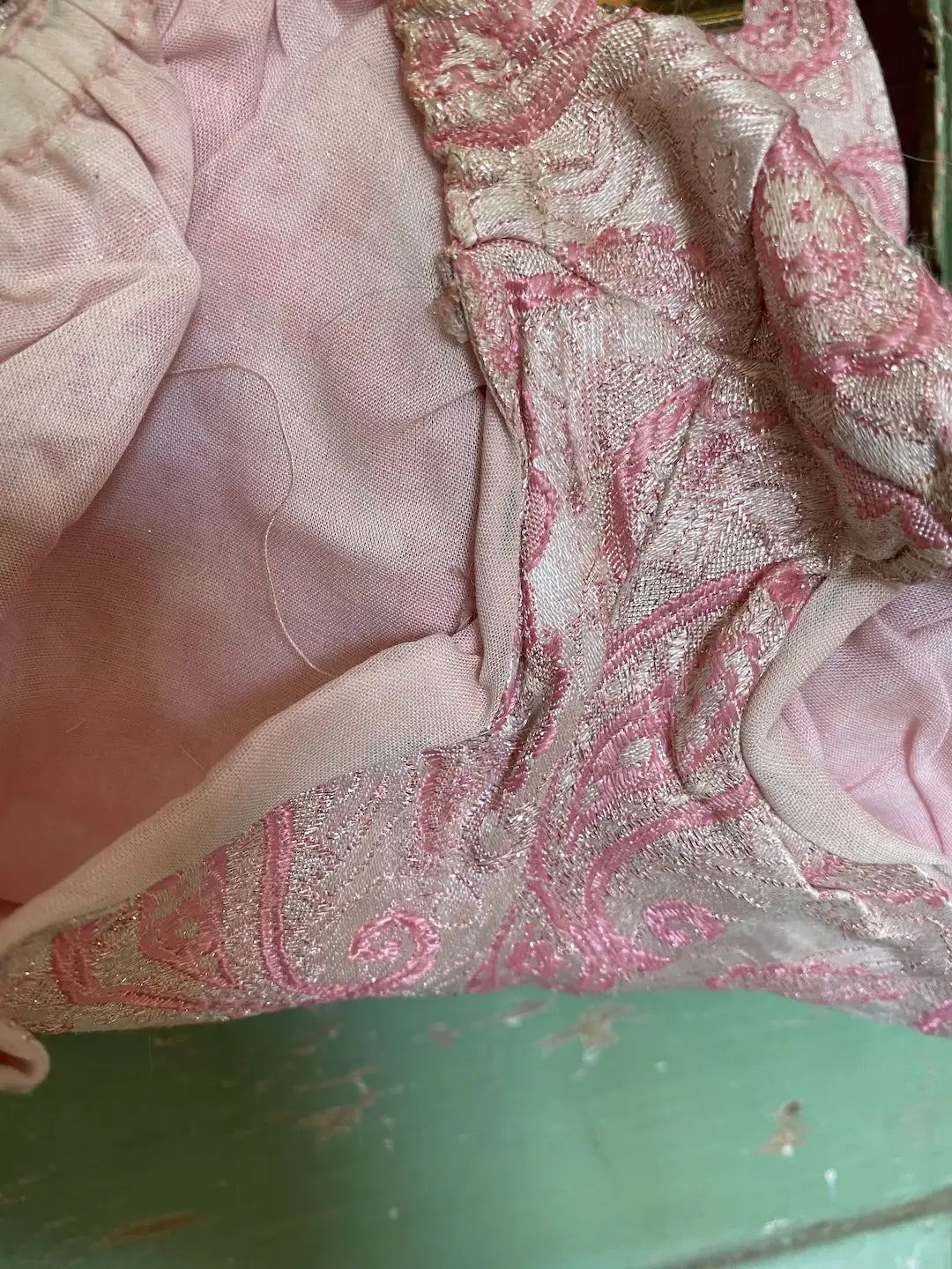 Vintage Pink Metallic Paisley Costume Shorts