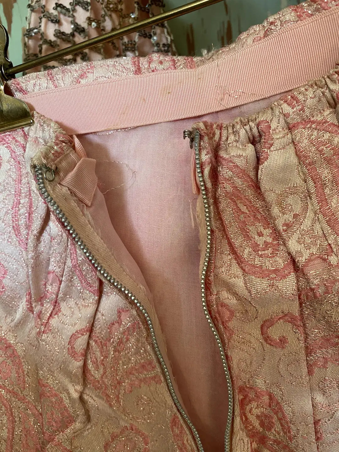 Vintage Pink Metallic Paisley Costume Shorts