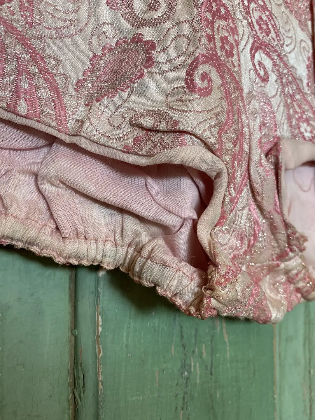 Vintage Pink Metallic Paisley Costume Shorts