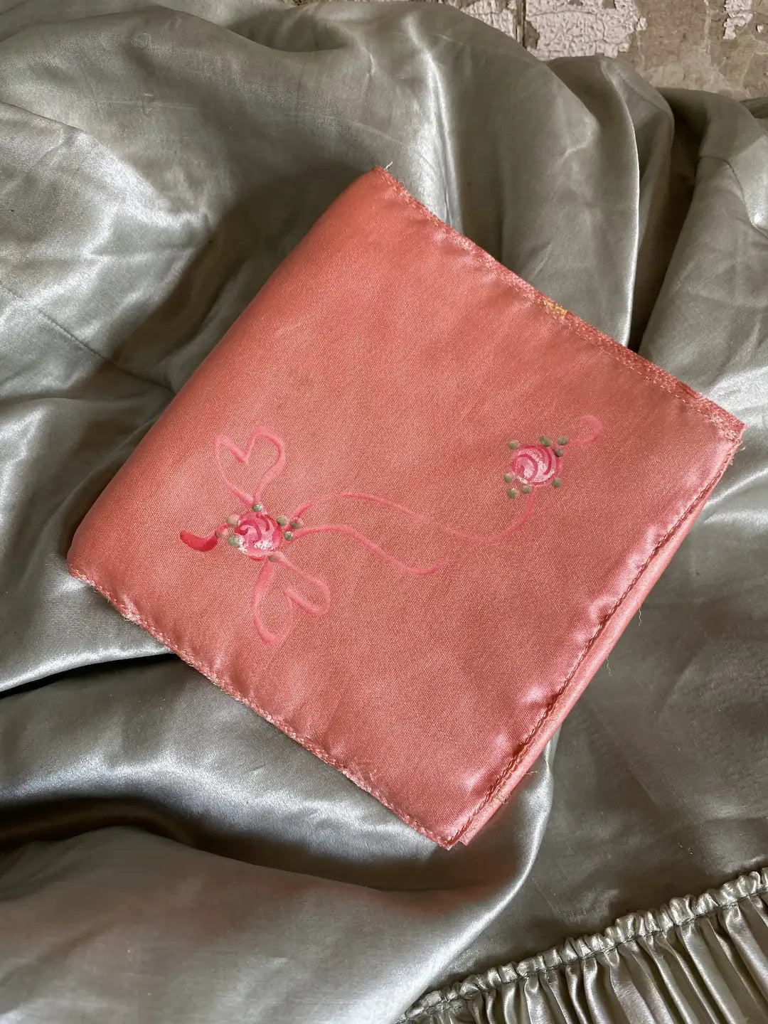 Vintage Pink Silk Hankie Holder